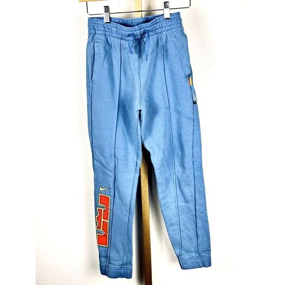 Boys Nike LeBron James Powder Blue Sweatpants Drawstring Elastic Sz L EUC - Picture 1 of 13